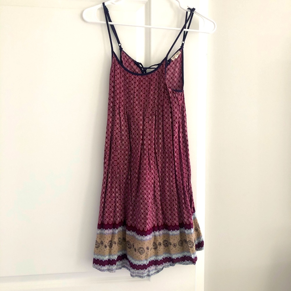 Printed sundress with lace up back